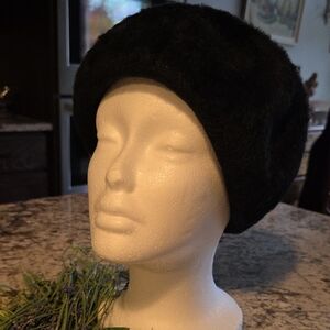 Vintage black fur capulet By Jean Guy Haute Mode Made In England Lined Art Deco